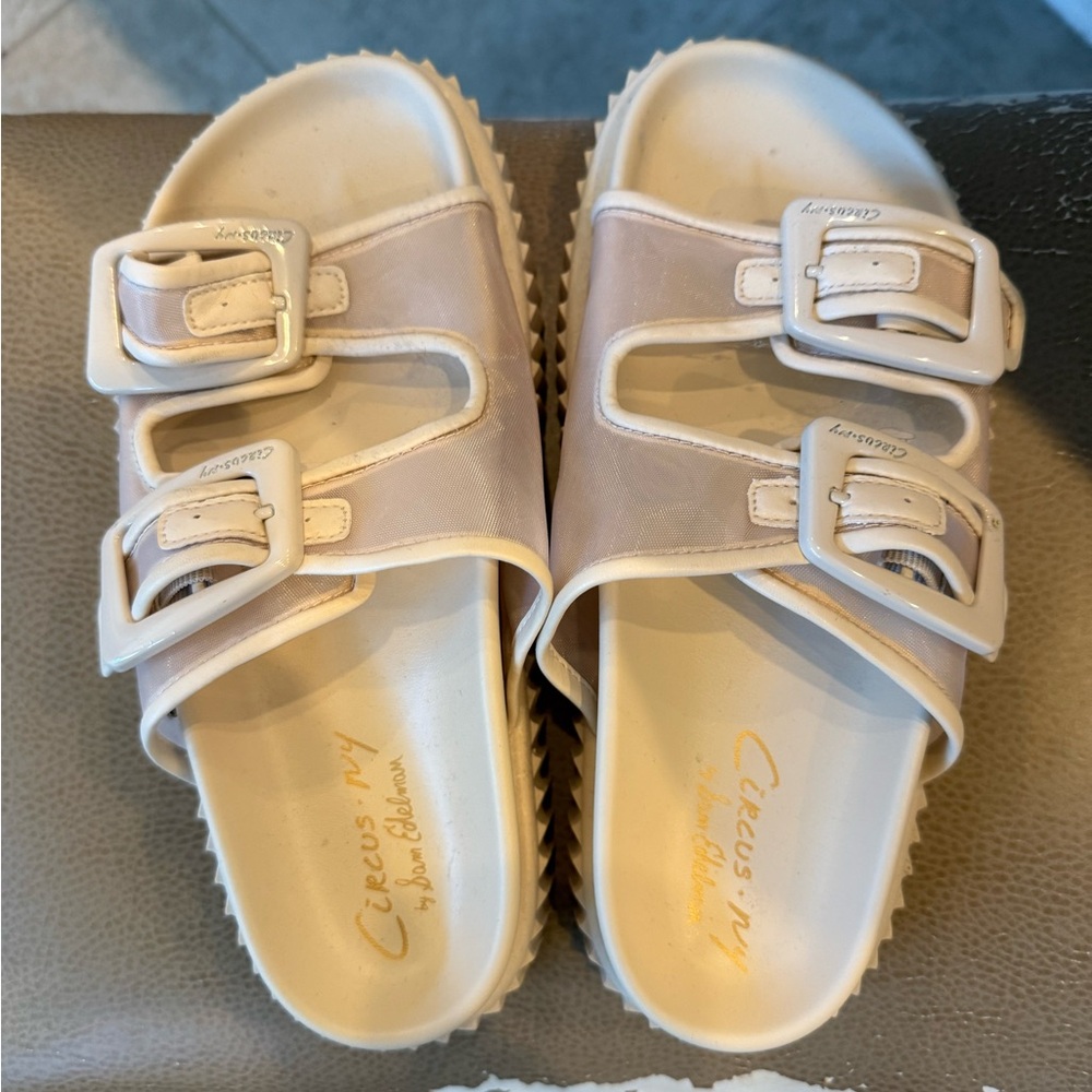 Circus by Sam Edelman Beige Double Buckle Sandals